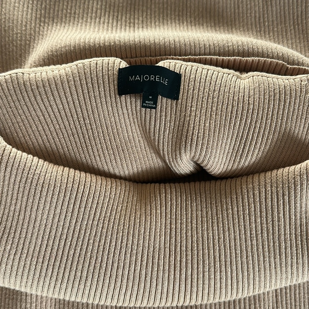 MAJORELLE Lulu Ribbed Knit Sweater Dress in Bone Size Medium - Picture 3 of 10